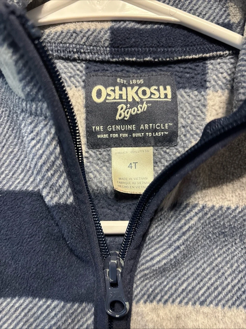 OshKosh B'gosh Navy & Gray Buffalo Plaid Zip-Up